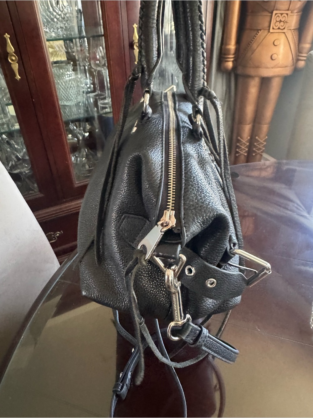 Rebecca Minkoff Black Pebbled Leather Satchel with Silver Hardware - Picture 5 of 7